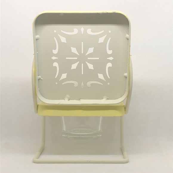 Yankee Candle Beach Chair Tea Light Candle Vintage Metal Pail Yellow & White 💛 - Picture 4 of 7